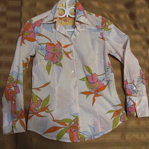 Robert Graham Women Blouse, S/P, Cotton, made in India, Floral - Picture 2 of 6